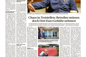 06.07.2022 Corona Tests 3€ Gebühr